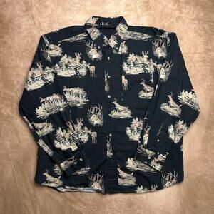 Outdoor Life White Tail Buck Deer Shirt Button Up Long Sleeve Hunting Outdoors